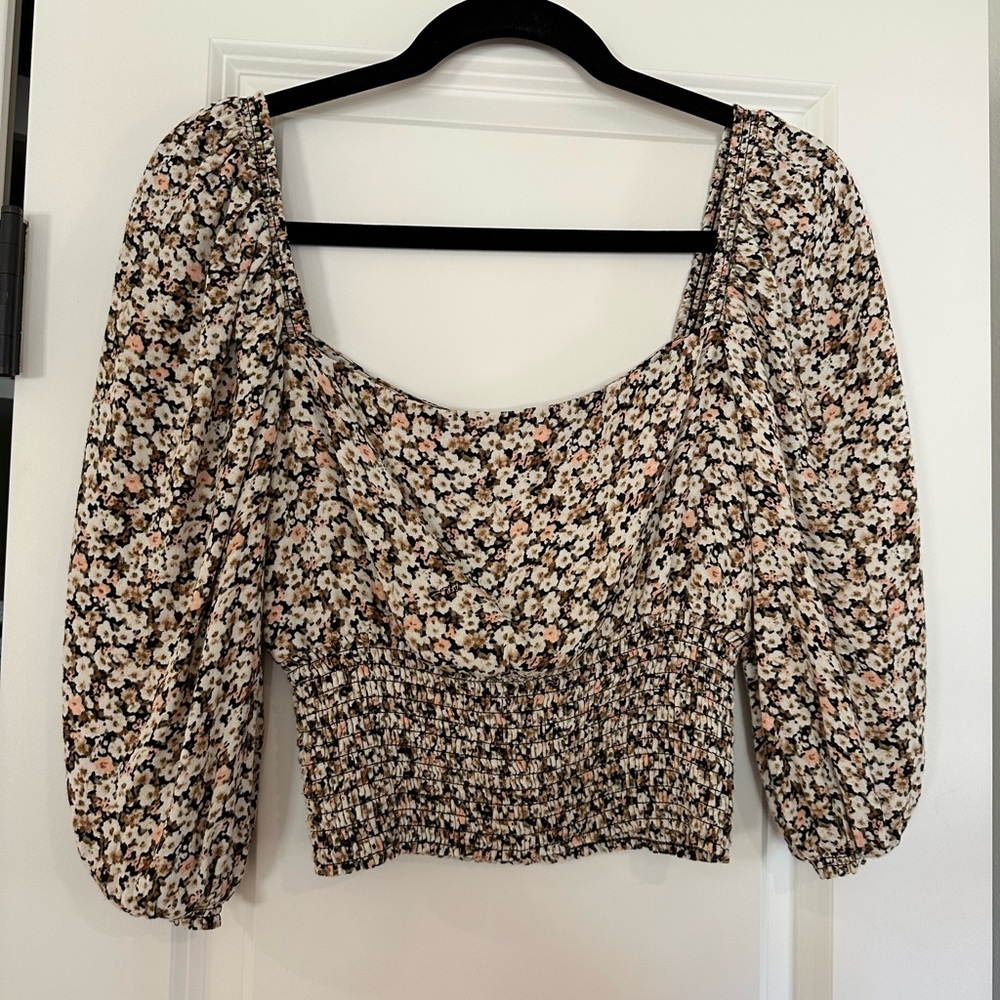 AFRM floral smocked top